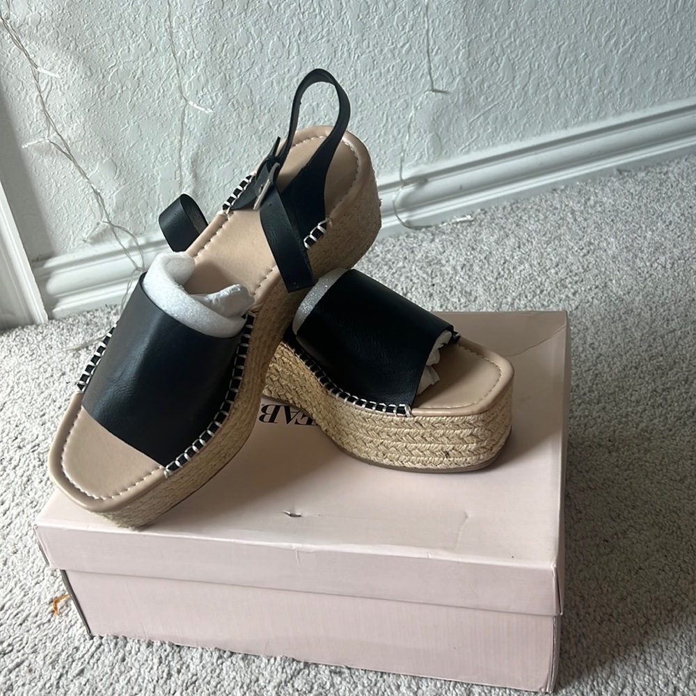 Black Wedges, size 10, never worn Just Fab shoes